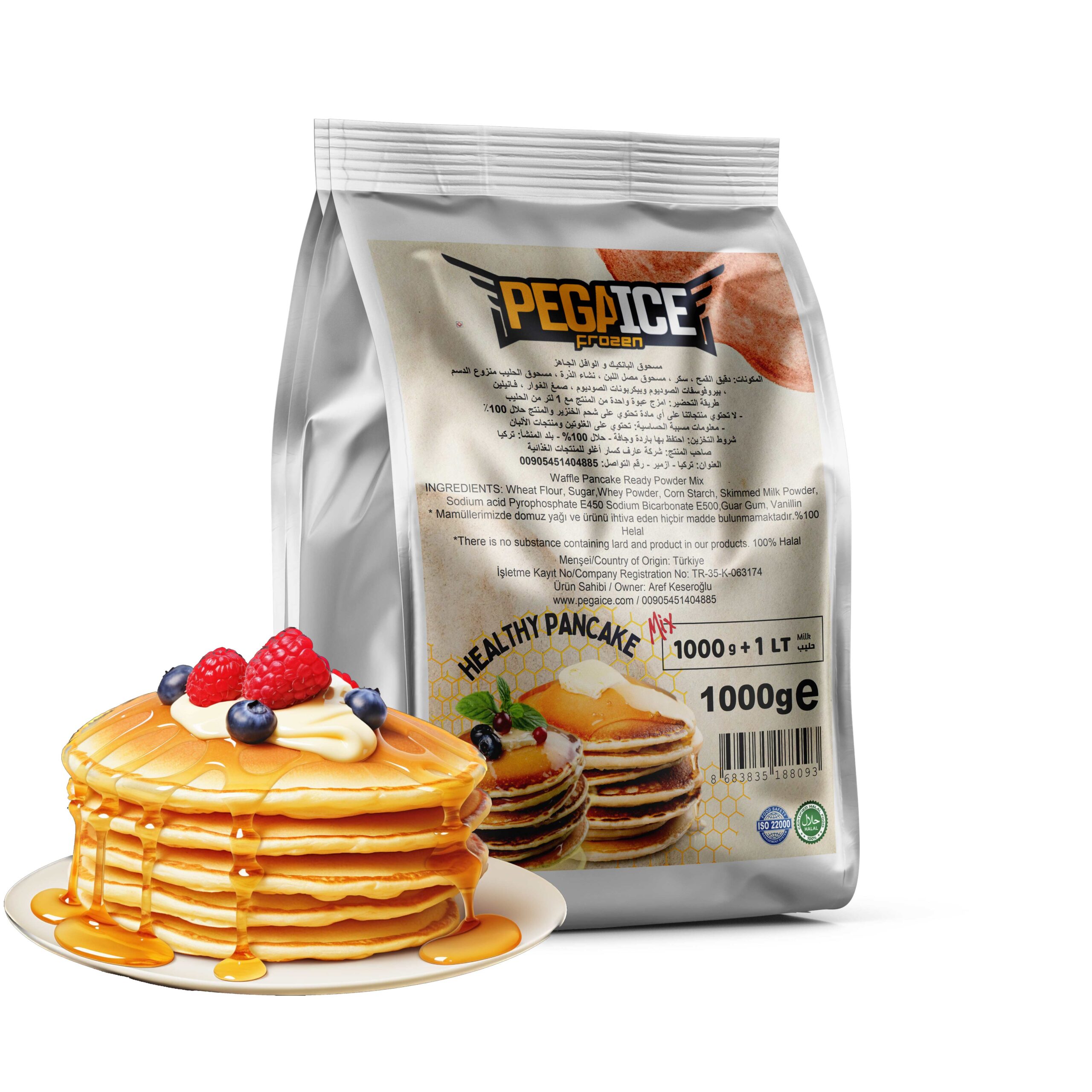 قمنا بتصنيع مسحوق البانكيك الجاهز من افضل المواد الخام التركية و جعل طريقة تحضير المنتج سهلة و سريعة و ذات طعم رائع و جودة عالية We have manufactured ready-made pancake powder from the best Turkish raw materials and made the preparation of the product easy and fast, with great taste and high quality