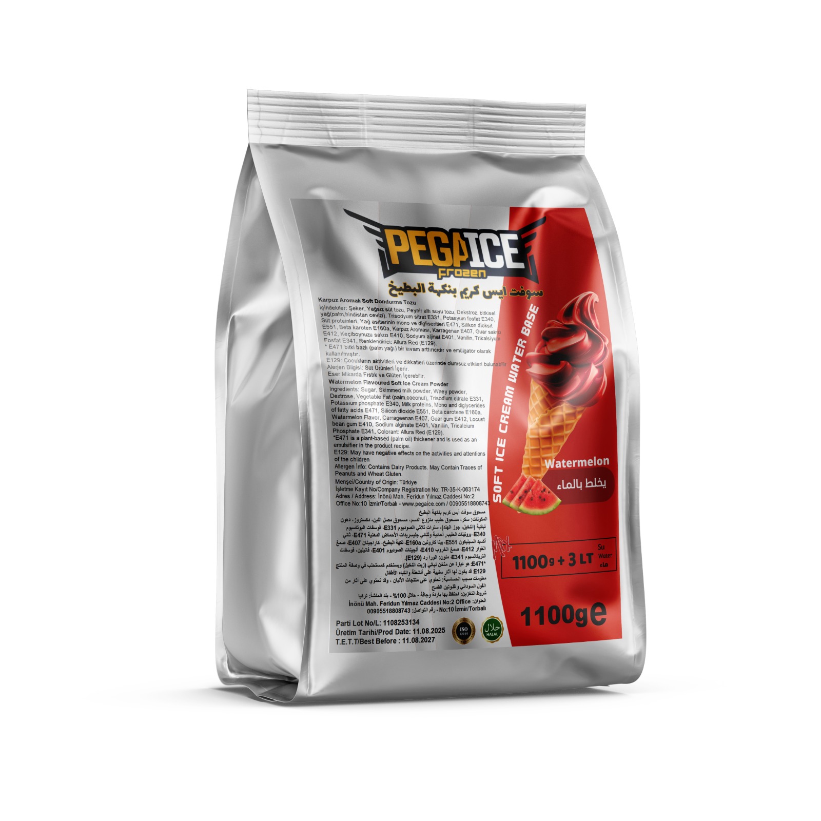 Soft ice cream powder watermelon flavoured مسحوق سوفت ايس كريم بنكهة البطيخ